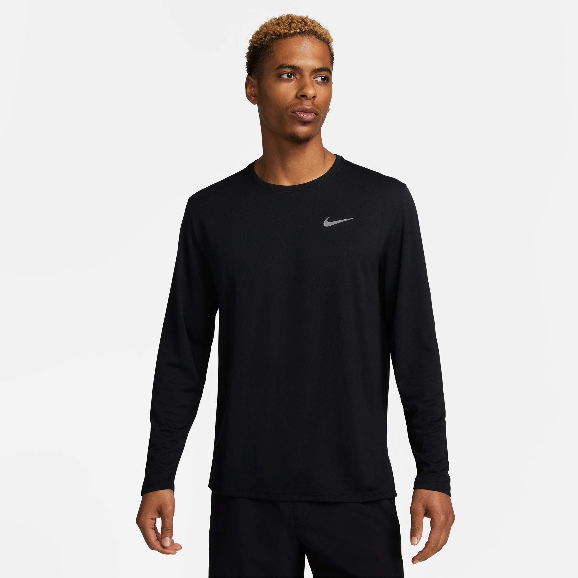 Nike Miler Men's Dri-FIT UV Long-Sleeve Running Top - Black/Black